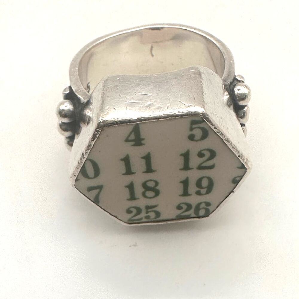 CHINA BAROQUE Ring 925 Sterling Silver Keno Green Number Game CB Pinkie Jewelry - Picture 2 of 12